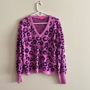 Lilly Pulitzer Cheetah Print v-Neck Sweater
